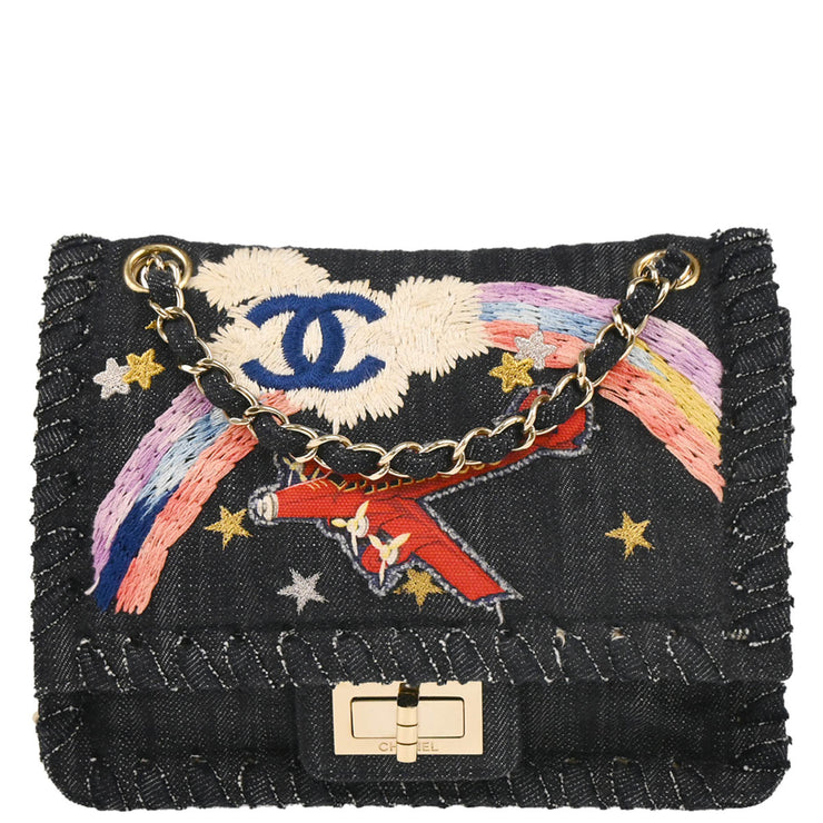 Chanel Indigo Denim Night Flight Mademoiselle Lock Shoulder Bag