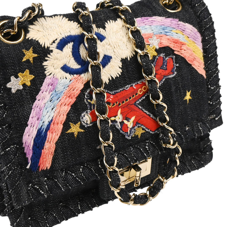Chanel Indigo Denim Night Flight Mademoiselle Lock Shoulder Bag