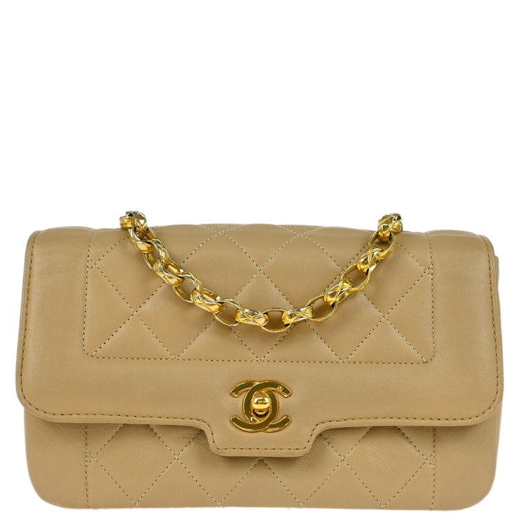 Chanel Beige Lambskin Single Flap Shoulder Bag