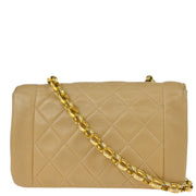 Chanel Beige Lambskin Single Flap Shoulder Bag