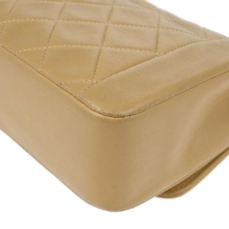 Chanel Beige Lambskin Single Flap Shoulder Bag