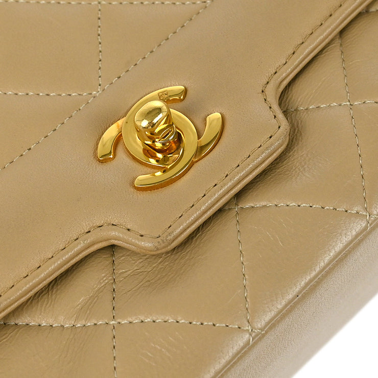 Chanel Beige Lambskin Single Flap Shoulder Bag