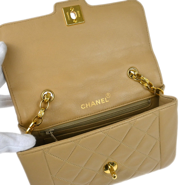 Chanel Beige Lambskin Single Flap Shoulder Bag
