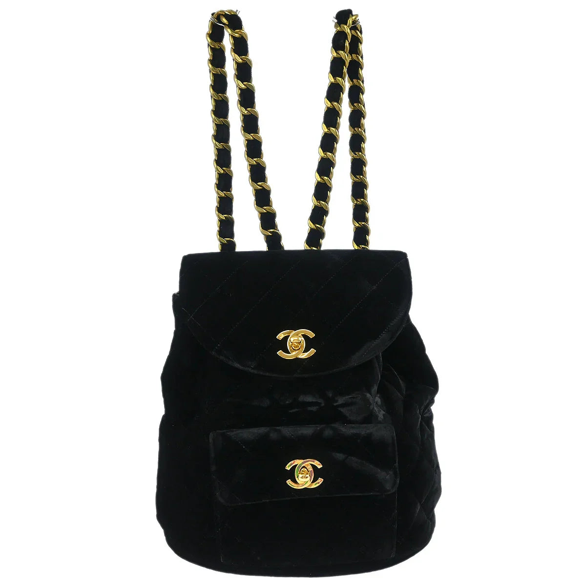 Chanel 1994-1996 Black Velvet Large Duma Backpack