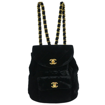 Chanel 1994-1996 Black Velvet Large Duma Backpack