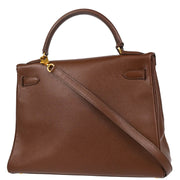 Hermes Marron Fonce Courchevel Kelly 32 Retourne 2way Shoulder Handbag