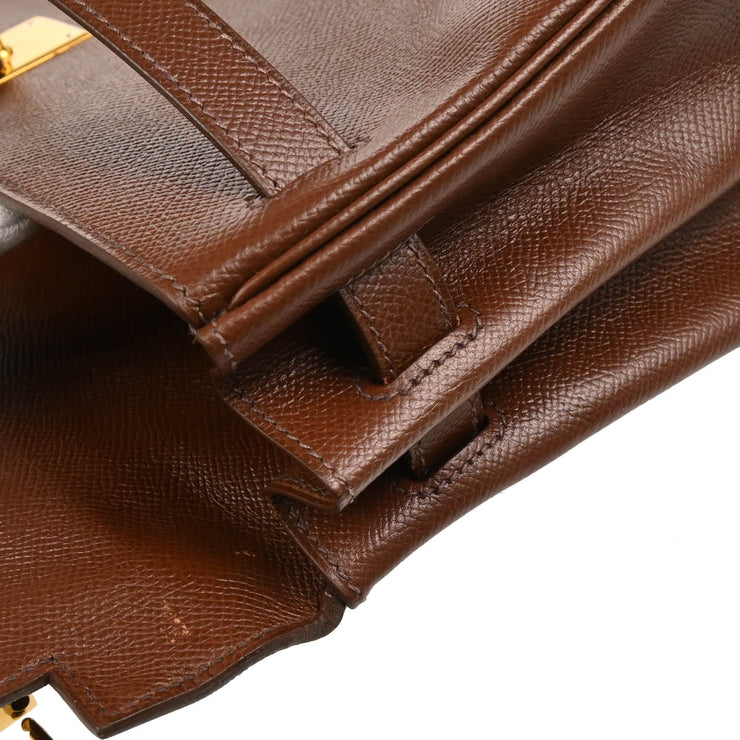 Hermes Marron Fonce Courchevel Kelly 32 Retourne 2way Shoulder Handbag