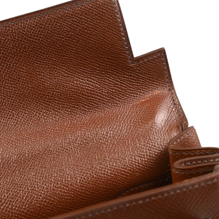Hermes Marron Fonce Courchevel Kelly 32 Retourne 2way Shoulder Handbag