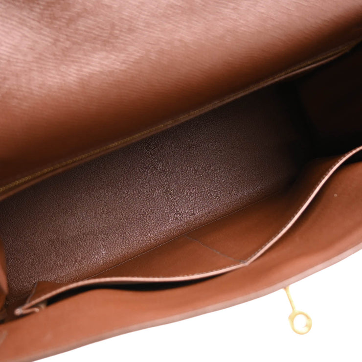 Hermes Marron Fonce Courchevel Kelly 32 Retourne 2way Shoulder Handbag