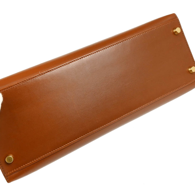 Hermes Noisette Box Calf Kelly 32 Sellier 2way Shoulder Handbag