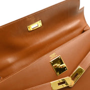 Hermes Noisette Box Calf Kelly 32 Sellier 2way Shoulder Handbag