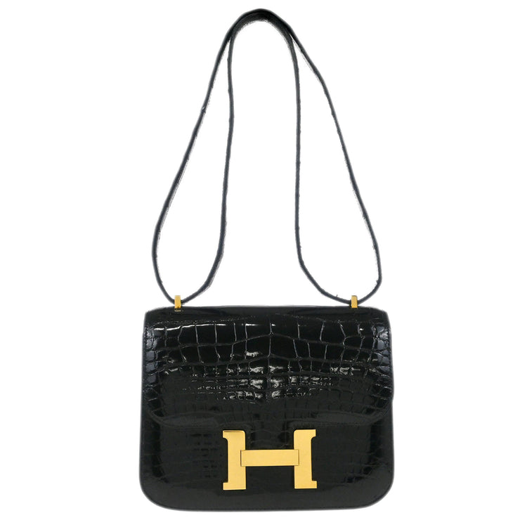Hermes * Black Alligator Constance 18 Shoulder Bag