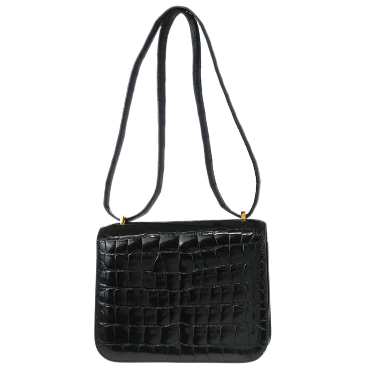 Hermes * Black Alligator Constance 18 Shoulder Bag