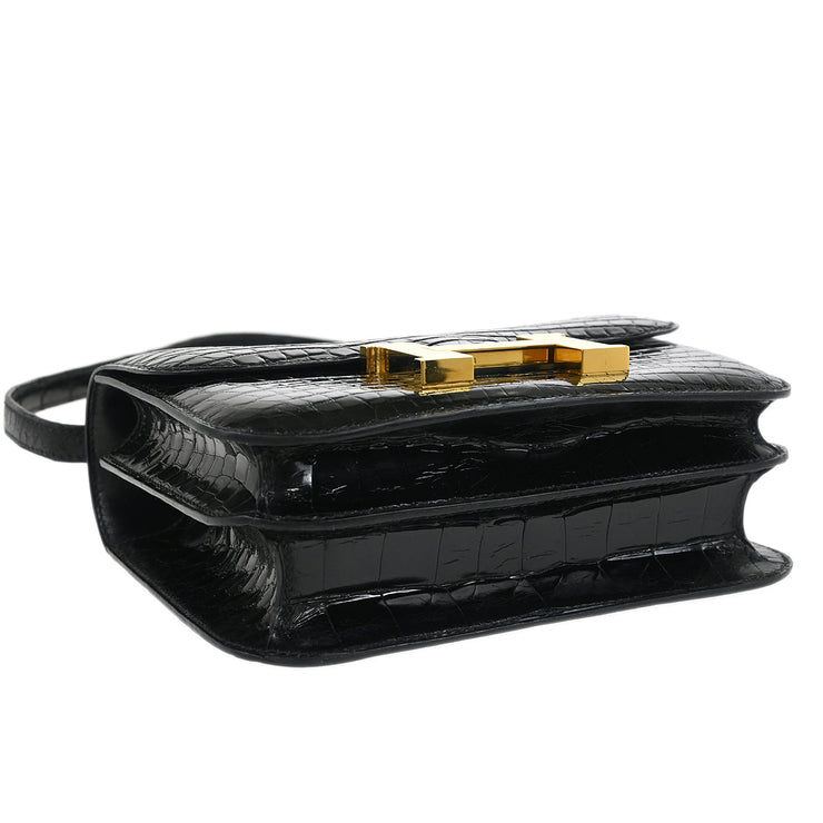 Hermes * Black Alligator Constance 18 Shoulder Bag