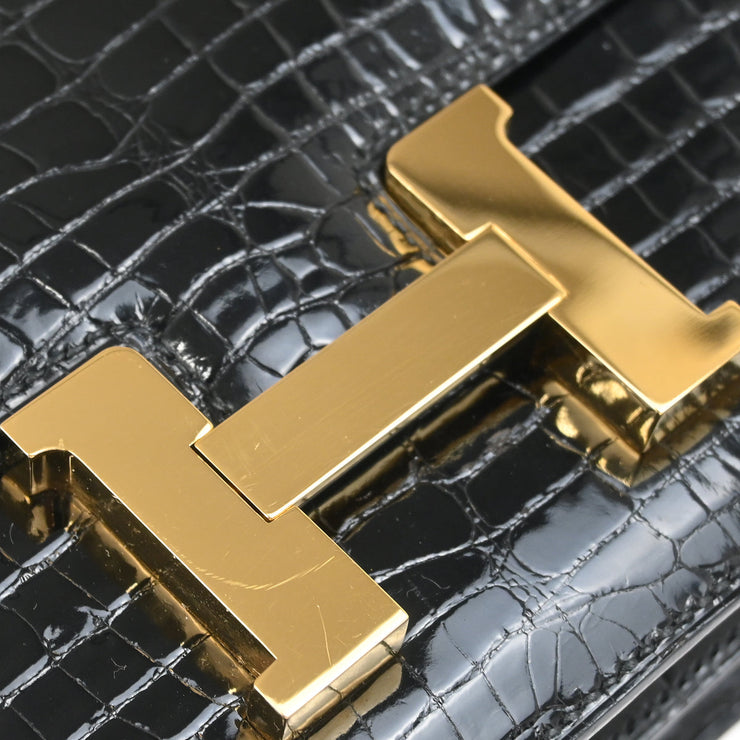 Hermes * Black Alligator Constance 18 Shoulder Bag