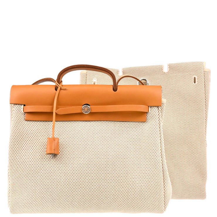 Hermes Beige Toile GM Herbag MM 2 in 1 2way Shoulder Handbag
