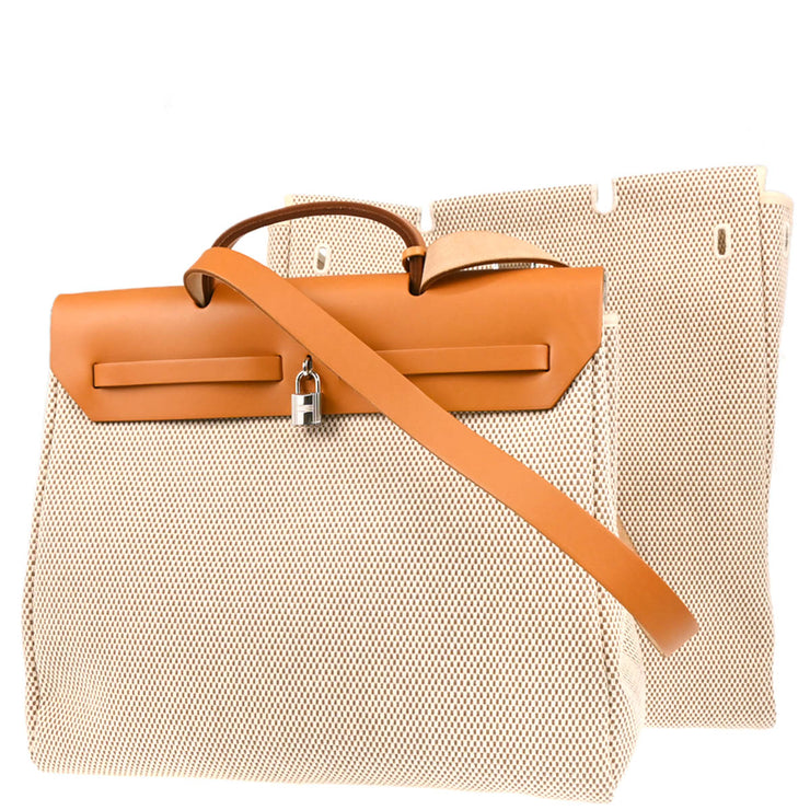 Hermes Beige Toile GM Herbag MM 2 in 1 2way Shoulder Handbag