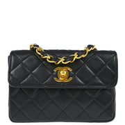 Chanel Black Lambskin Straight Flap Shoulder Bag