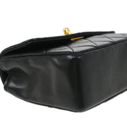 Chanel Black Lambskin Straight Flap Shoulder Bag