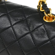 Chanel Black Lambskin Straight Flap Shoulder Bag