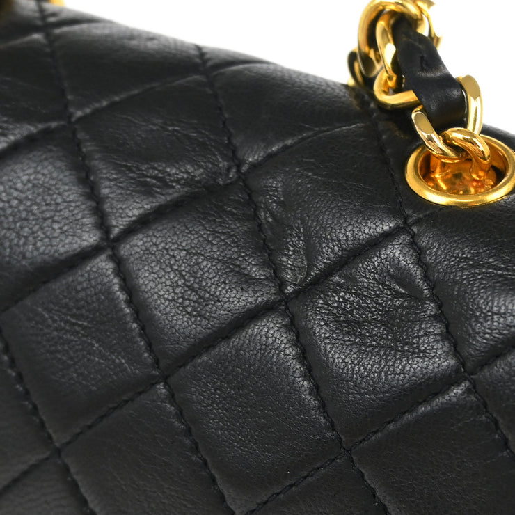 Chanel Black Lambskin Straight Flap Shoulder Bag