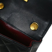 Chanel Black Lambskin Straight Flap Shoulder Bag