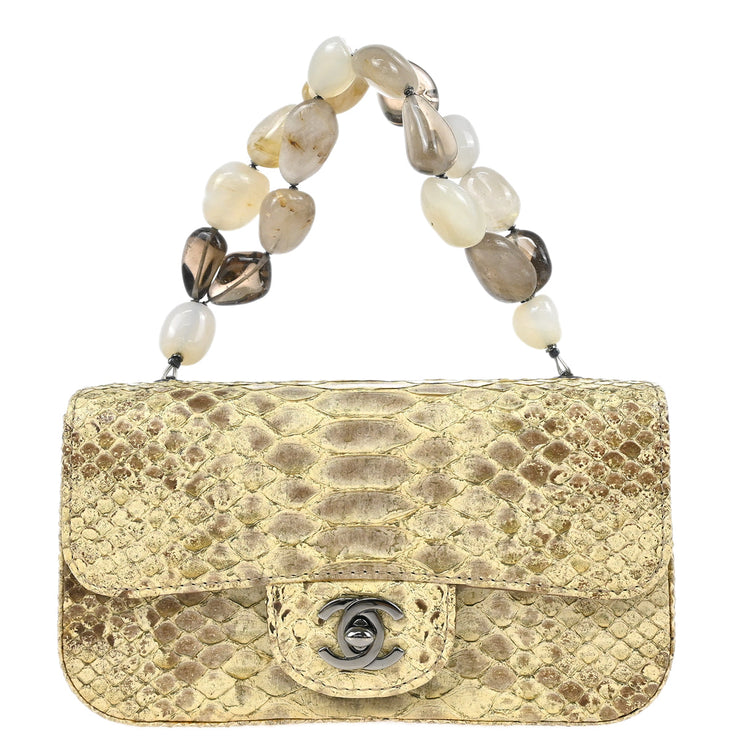 Chanel * Beige Python Stone Handbag