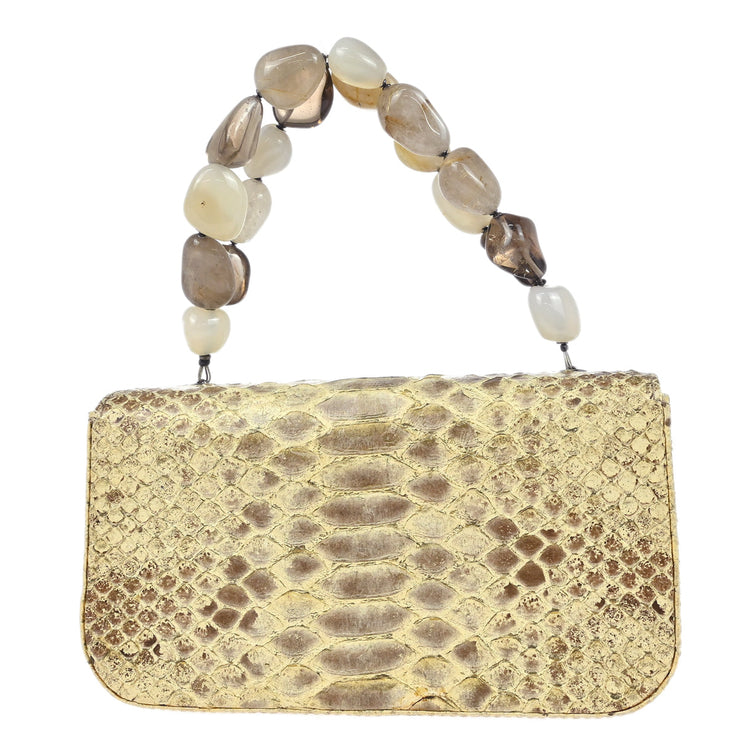 Chanel * Beige Python Stone Handbag