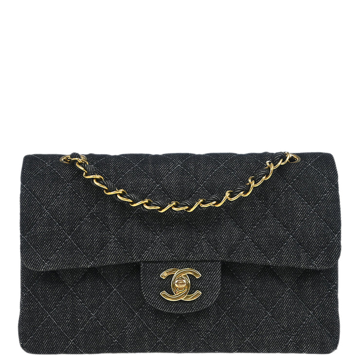 Chanel Indigo Denim Small Classic Double Flap Shoulder Bag