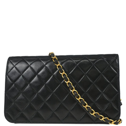 Chanel 2001-2003 Black Lambskin Turnlock Small Full Flap Shoulder Bag