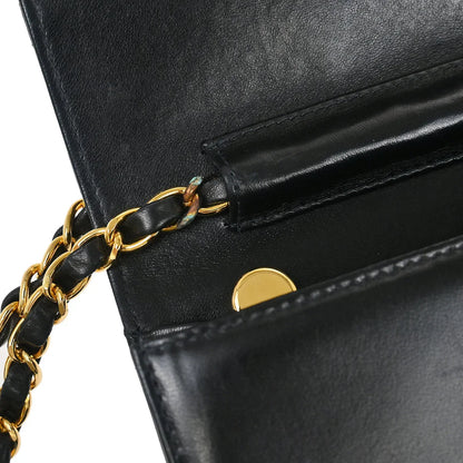 Chanel 2001-2003 Black Lambskin Turnlock Small Full Flap Shoulder Bag