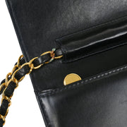 Chanel Black Lambskin Turnlock Small Full Flap Shoulder Bag