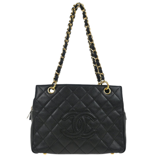 Chanel 2008-2009 Black Caviar Petite Timeless Tote PTT Chain Handbag