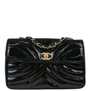 Chanel Black Patent Leather Straight Flap Shoulder Bag