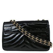 Chanel Black Patent Leather Straight Flap Shoulder Bag