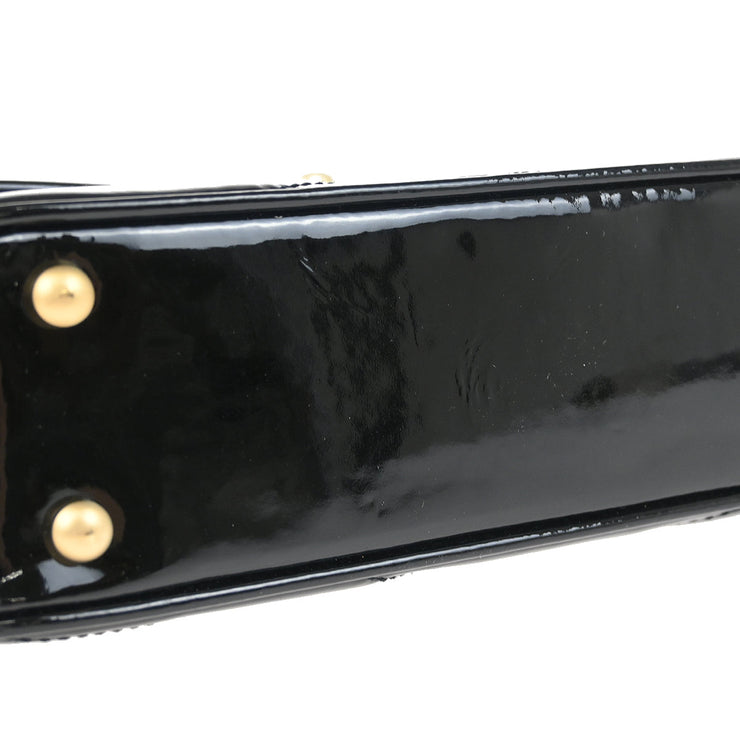Chanel Black Patent Leather Straight Flap Shoulder Bag