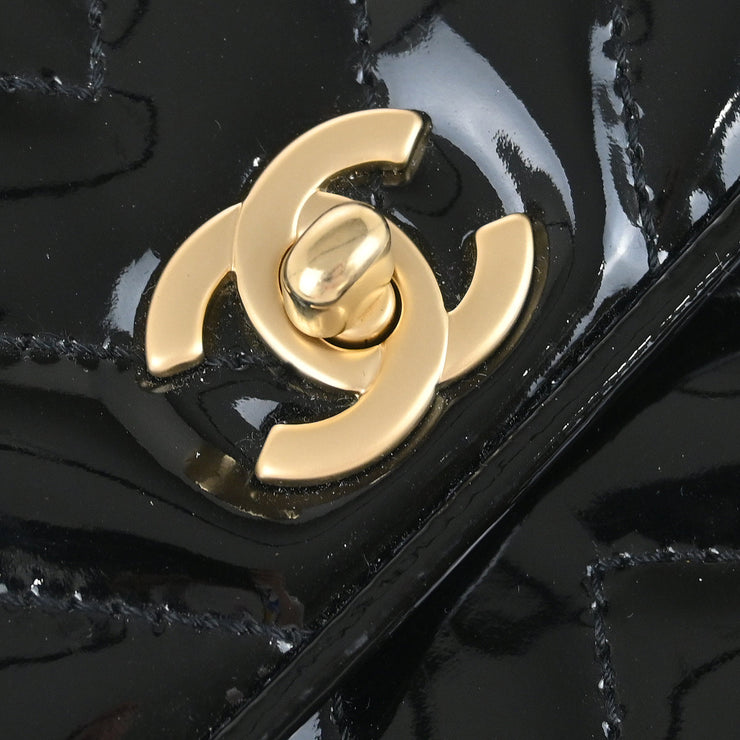 Chanel Black Patent Leather Straight Flap Shoulder Bag