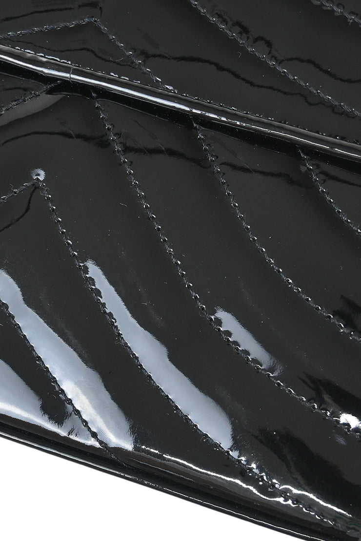 Chanel Black Patent Leather Straight Flap Shoulder Bag