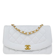 Chanel * White Lambskin Medium Diana Shoulder Bag