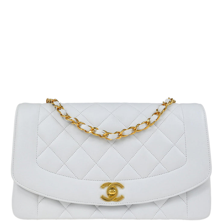 Chanel * White Lambskin Medium Diana Shoulder Bag