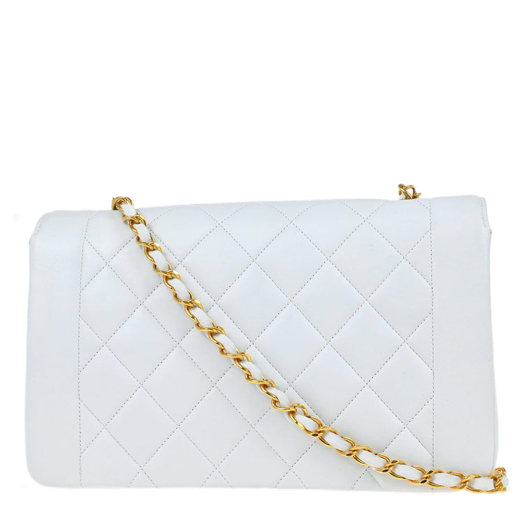 Chanel * White Lambskin Medium Diana Shoulder Bag