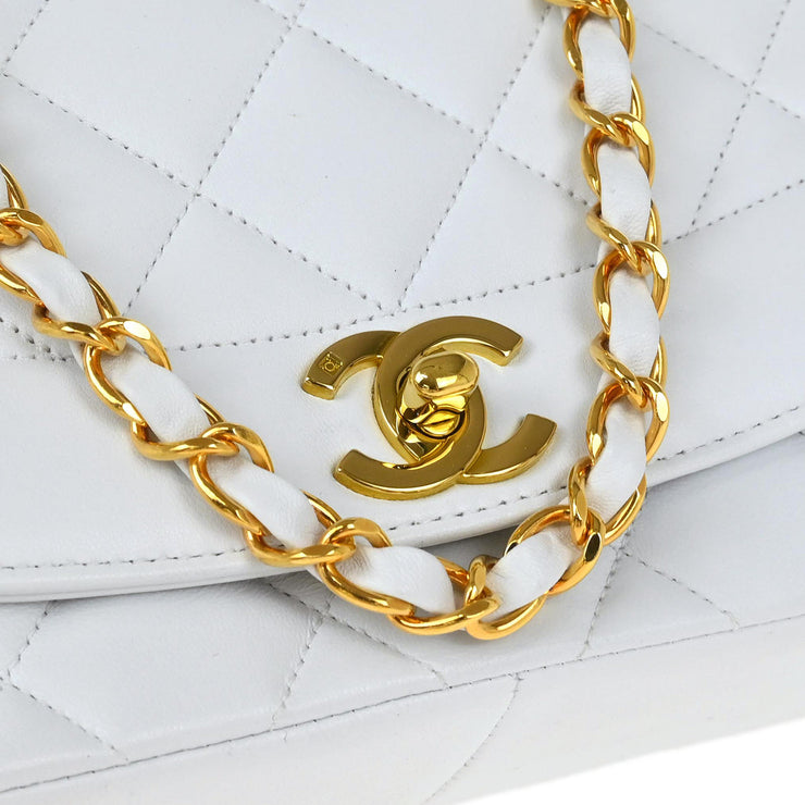 Chanel * White Lambskin Medium Diana Shoulder Bag