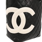 Chanel Black Calfskin Cambon Ligne Tote Handbag