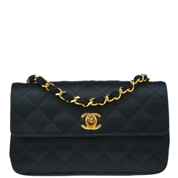 Chanel Black Satin Shoulder Bag