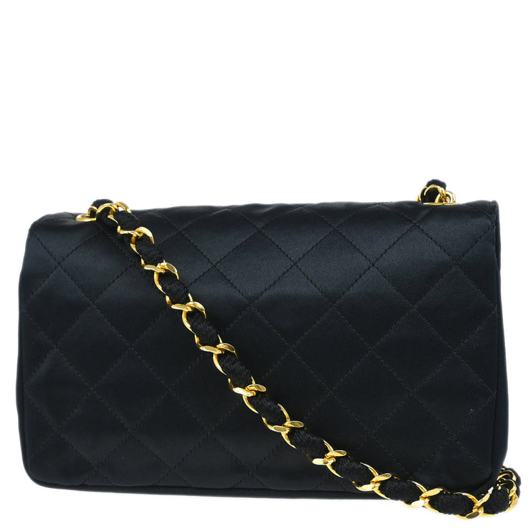 Chanel Black Satin Shoulder Bag