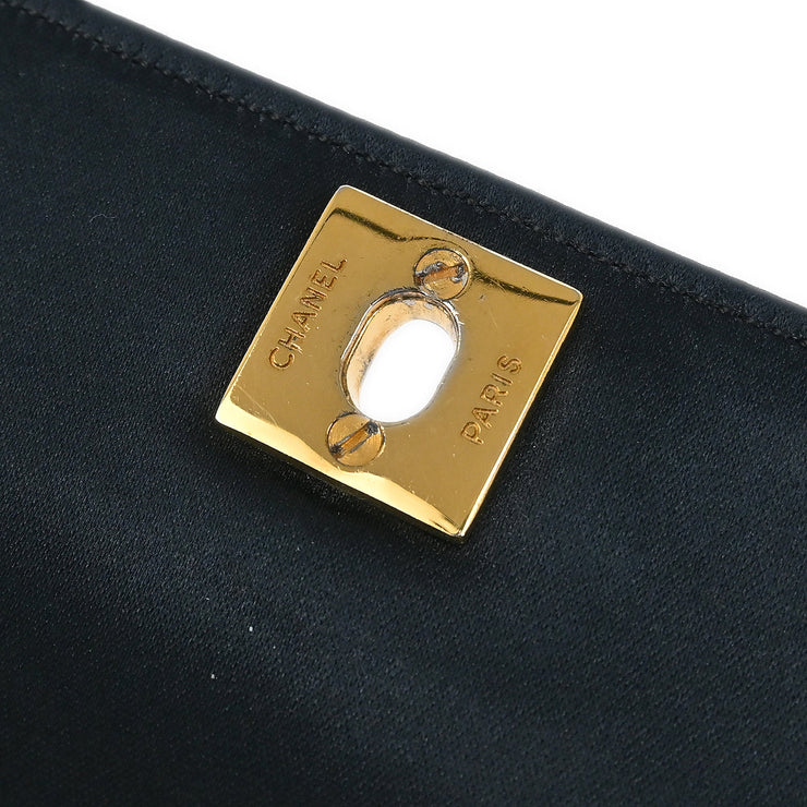 Chanel Black Satin Shoulder Bag