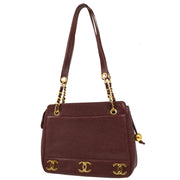 Chanel Bordeaux Caviar Triple CC Shoulder Tote Bag