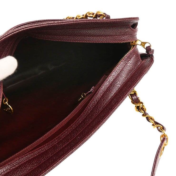 Chanel Bordeaux Caviar Triple CC Shoulder Tote Bag