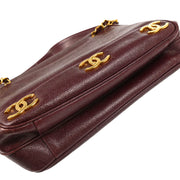Chanel Bordeaux Caviar Triple CC Shoulder Tote Bag