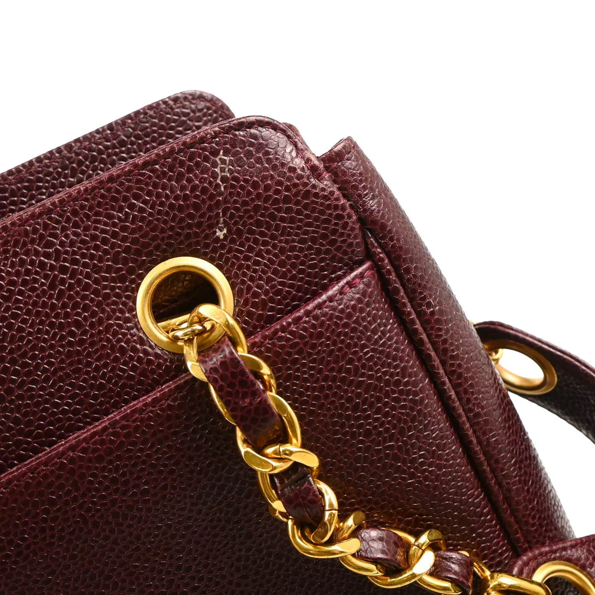Chanel 1994-1996 Bordeaux Caviar Triple CC Shoulder Tote Bag